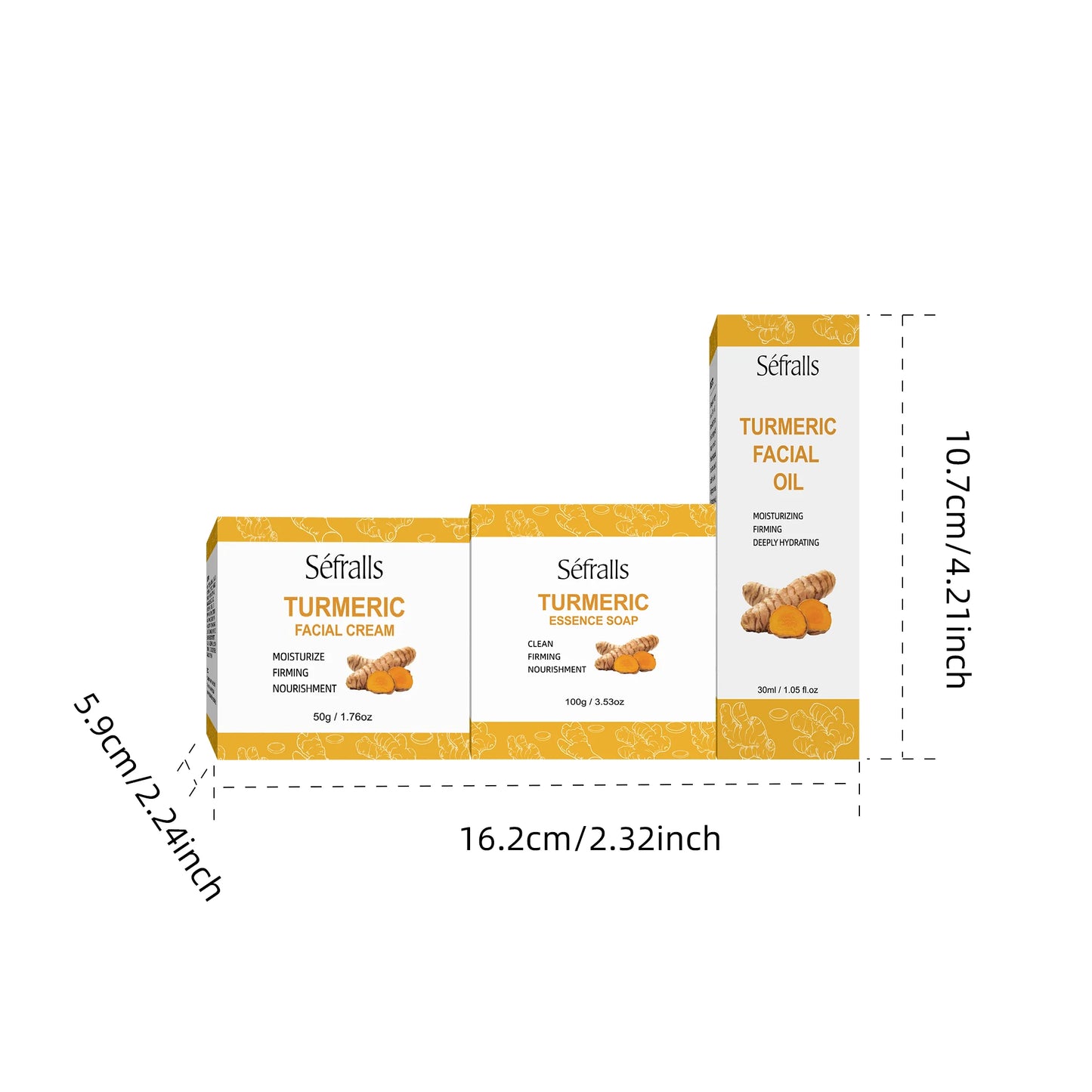Séfralls Turmeric Skincare Set for All Skin TypesFirming moisturising deep cleansing anti-wrinkle nourishing blemish reduction