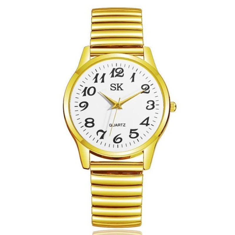 New Fashion Personality Style Women Watch Casual Quartz Watch Elastic Elastic Band Classic Digital Scale Wristwatches Men Watch