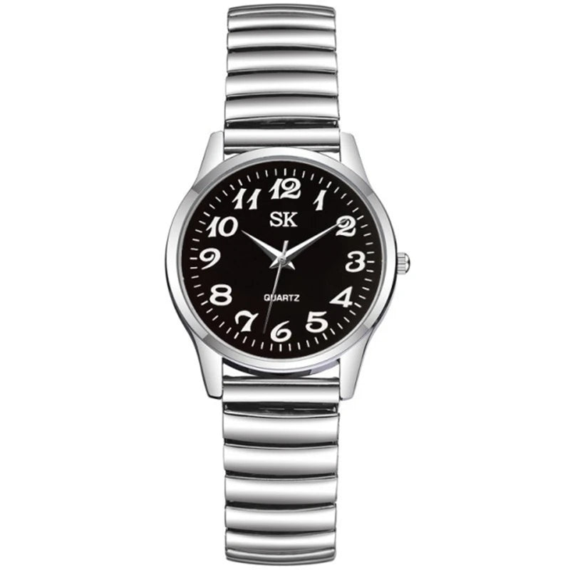 New Fashion Personality Style Women Watch Casual Quartz Watch Elastic Elastic Band Classic Digital Scale Wristwatches Men Watch