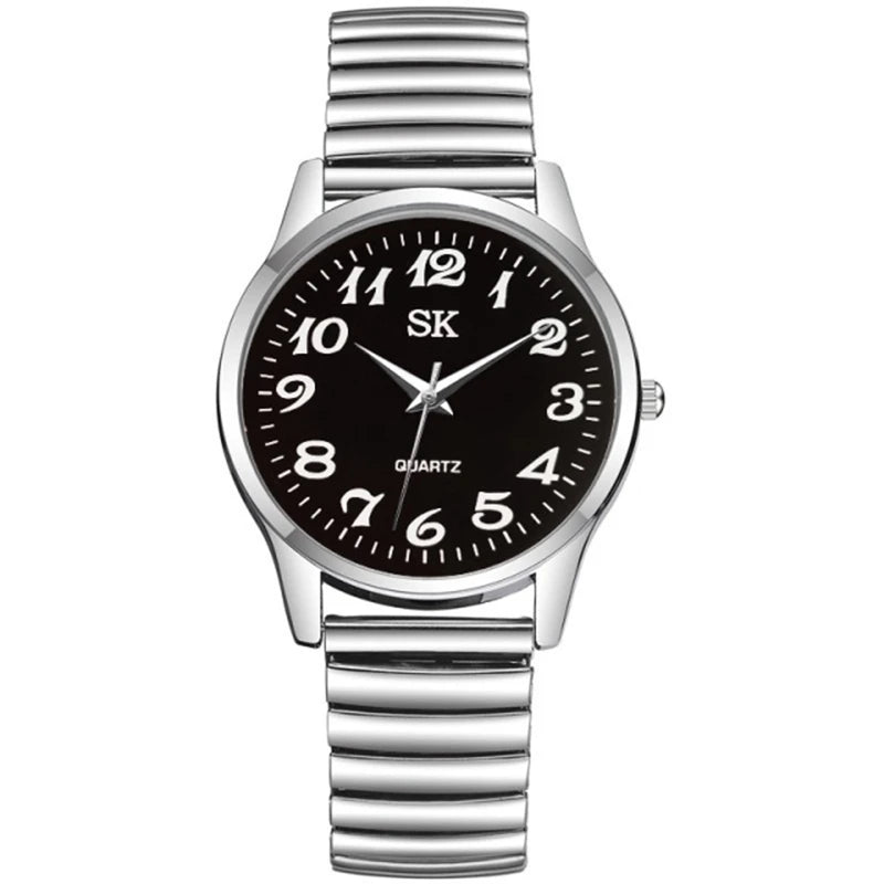 New Fashion Personality Style Women Watch Casual Quartz Watch Elastic Elastic Band Classic Digital Scale Wristwatches Men Watch