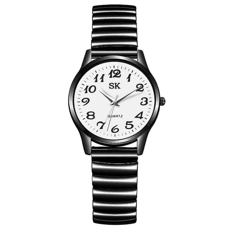 New Fashion Personality Style Women Watch Casual Quartz Watch Elastic Elastic Band Classic Digital Scale Wristwatches Men Watch