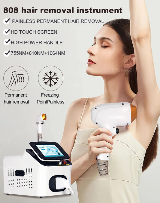 Laser Permanent Hair Remover 755nm 808nm 1064nm Diode Laser Hair Removal Machine Epilation Definitive