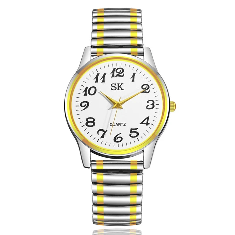 New Fashion Personality Style Women Watch Casual Quartz Watch Elastic Elastic Band Classic Digital Scale Wristwatches Men Watch