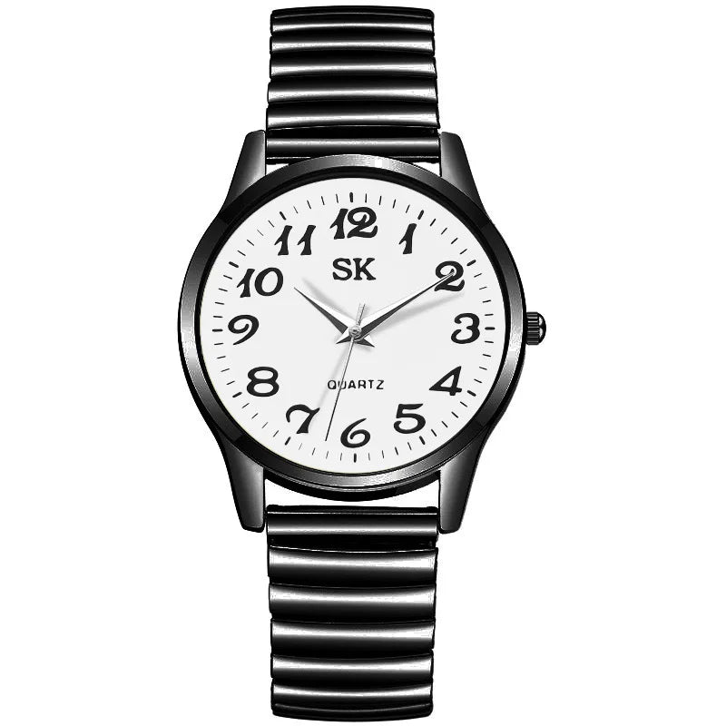 New Fashion Personality Style Women Watch Casual Quartz Watch Elastic Elastic Band Classic Digital Scale Wristwatches Men Watch